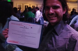 VSE student Hugo Jales with the IAAE Award Certificate for Best Student Paper